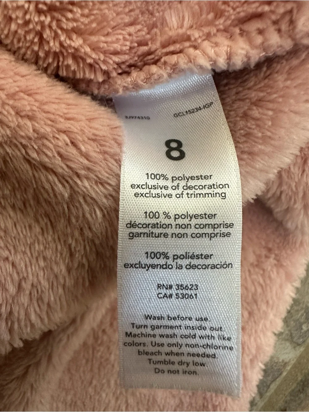 Carters Pink Fleece Pull Over Teddy Hoodie